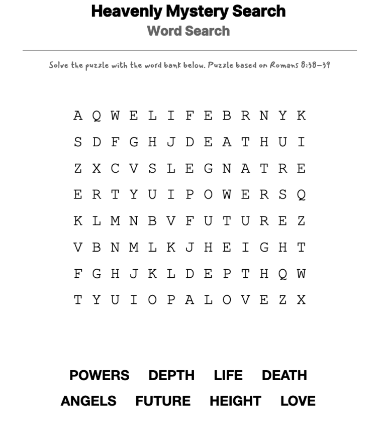 The Lost Child word-search